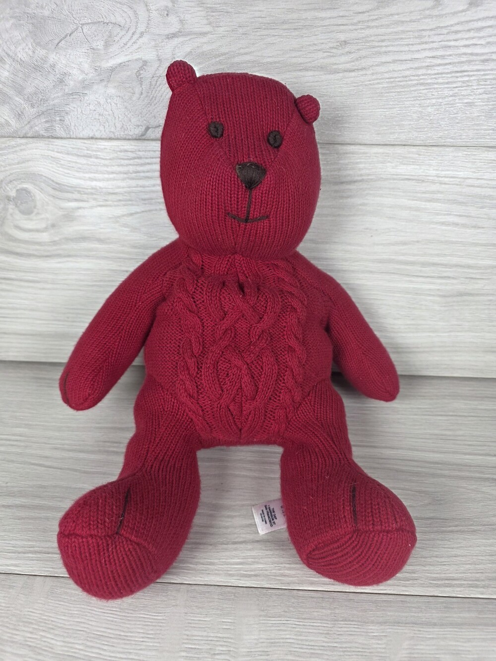 Gap Cable Knit Sweater Plush Bear Red Store 2005 Vtg SU46